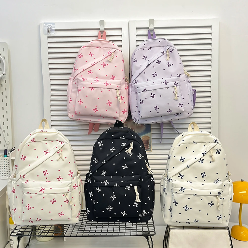 

3-in-1 Bow Tie College School Backpack with Lunch Box and Pencil Case Cute Girl Backpacks Backpack Set for Teens Women Student