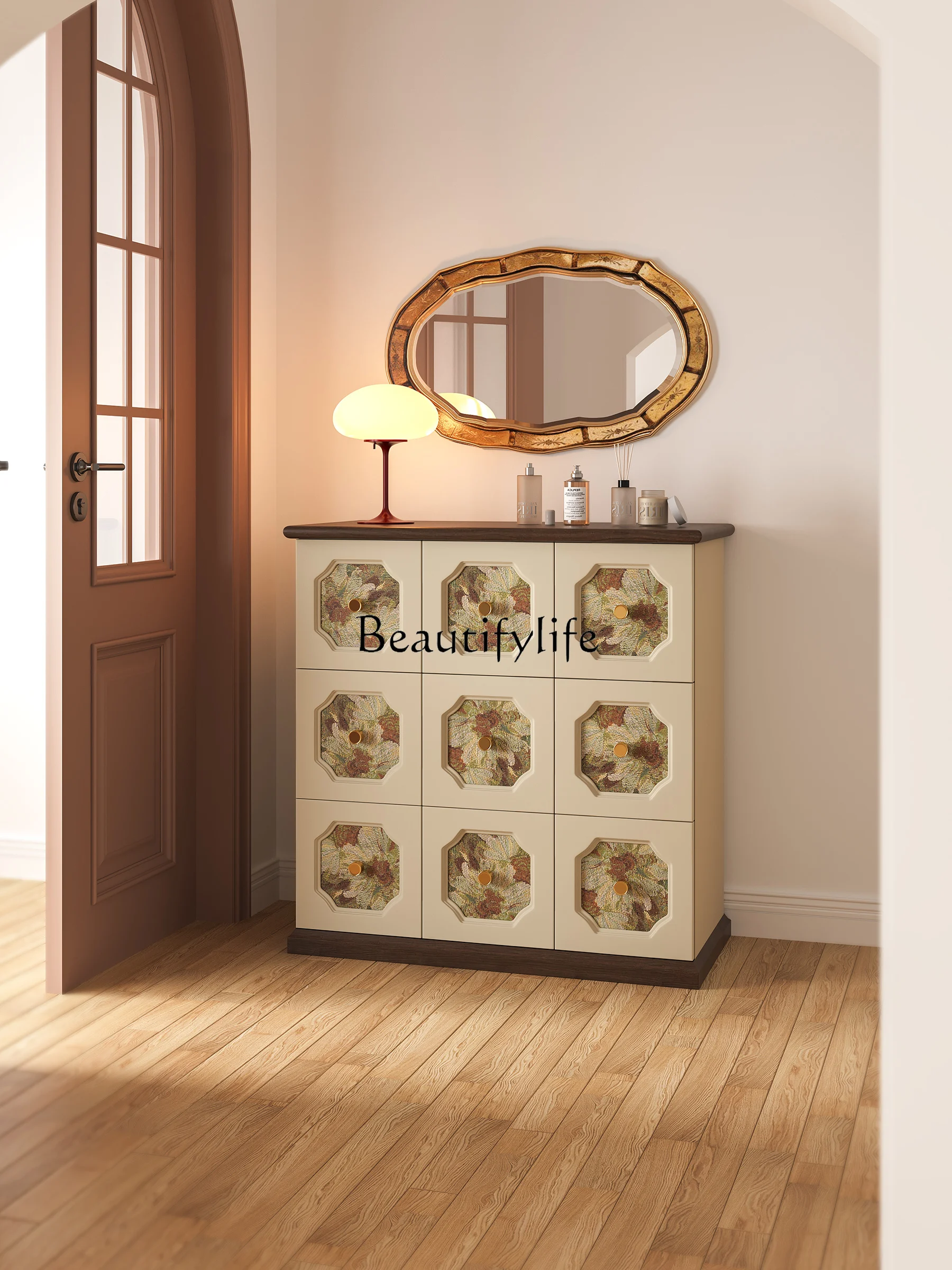 Designer French Creative Middle-Ancient Multi-Drawer Locker Sideboard Cabinet Curio Cabinet Wall Cabinet