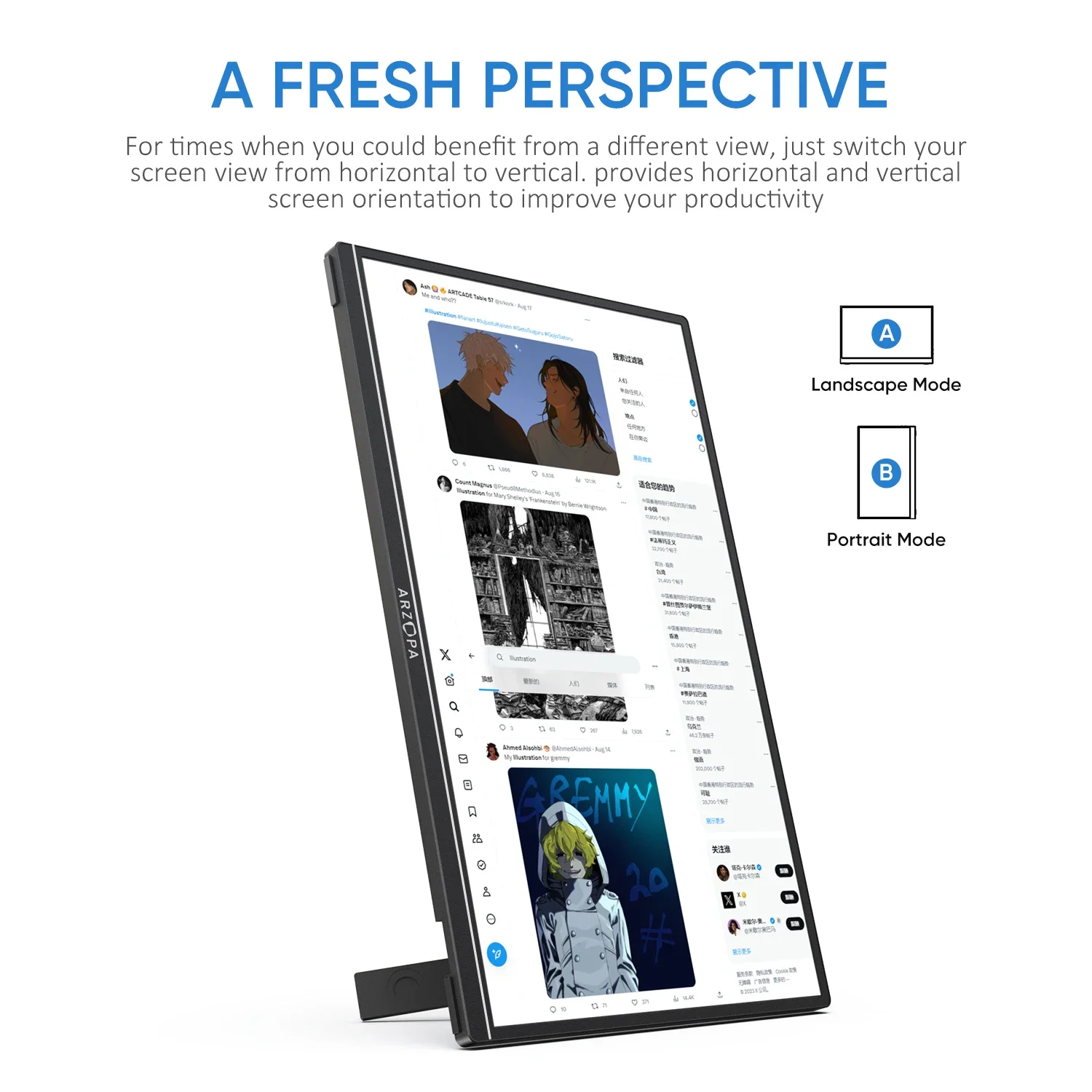 16inch 2K A16:10 IPS Screen with type-c mini hdmi Second Display for MAC/Laptop/PC/Xbox/PS4/5/Switch,Z1RC