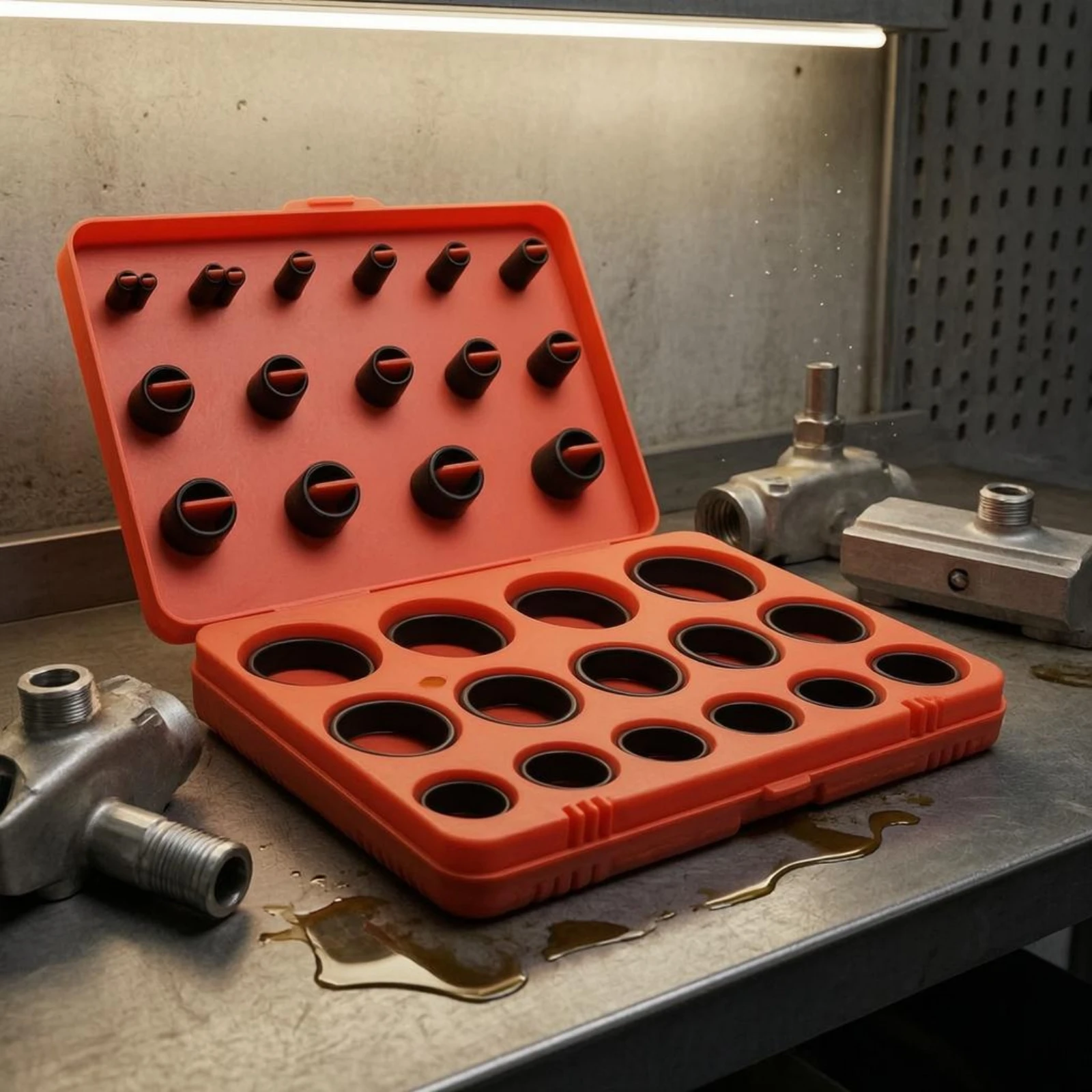 O-Seal Assortment Kit Hinged Lid NBR O-Rings Buna N Sealing Rings Oil Resistant Hardware Parts Easy to Sort