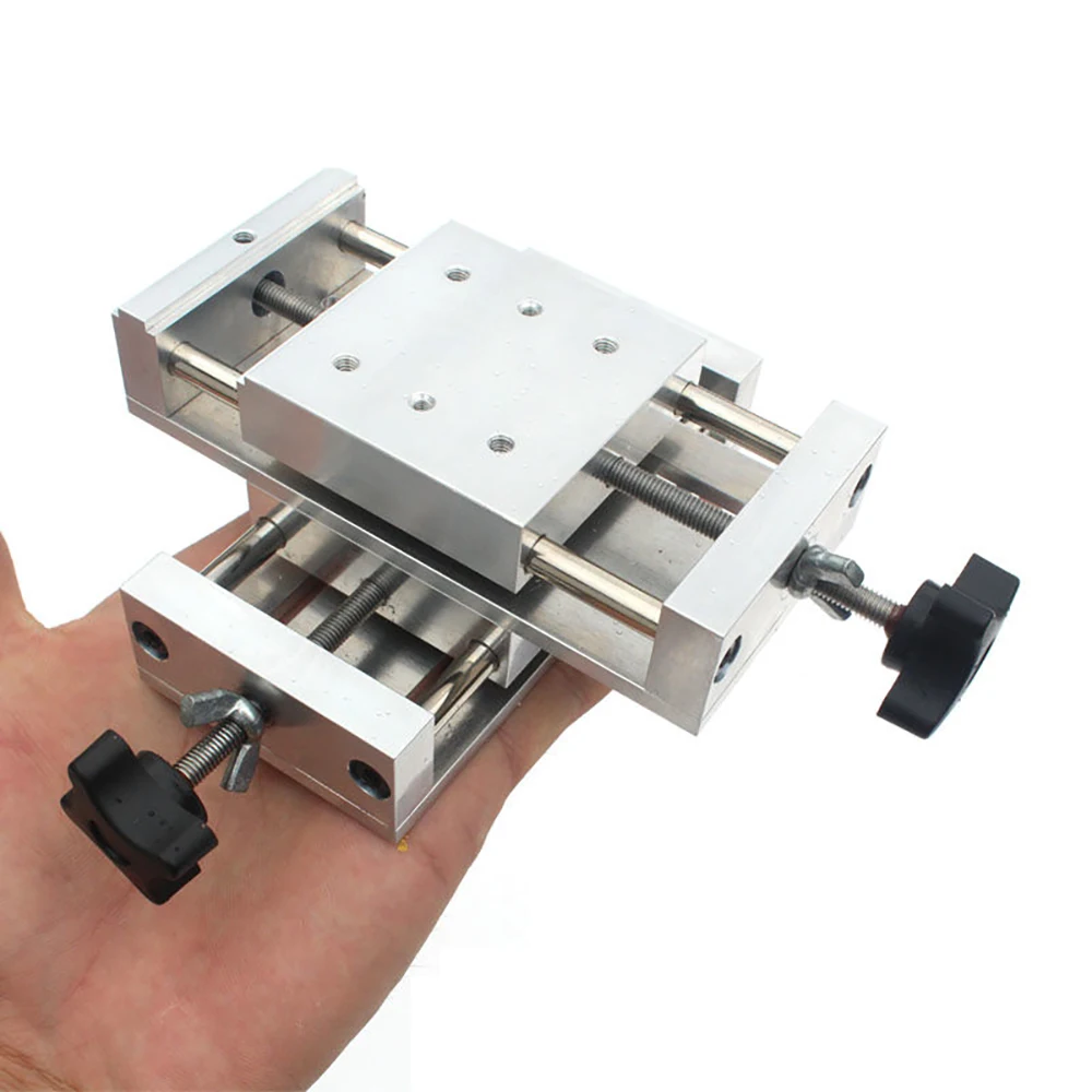 Mini Manual Sliding Table CNC Linear Rail Module Aluminum Stage Ballscrew Cross XY Axis Micro Vise Milling Drill Press Machine