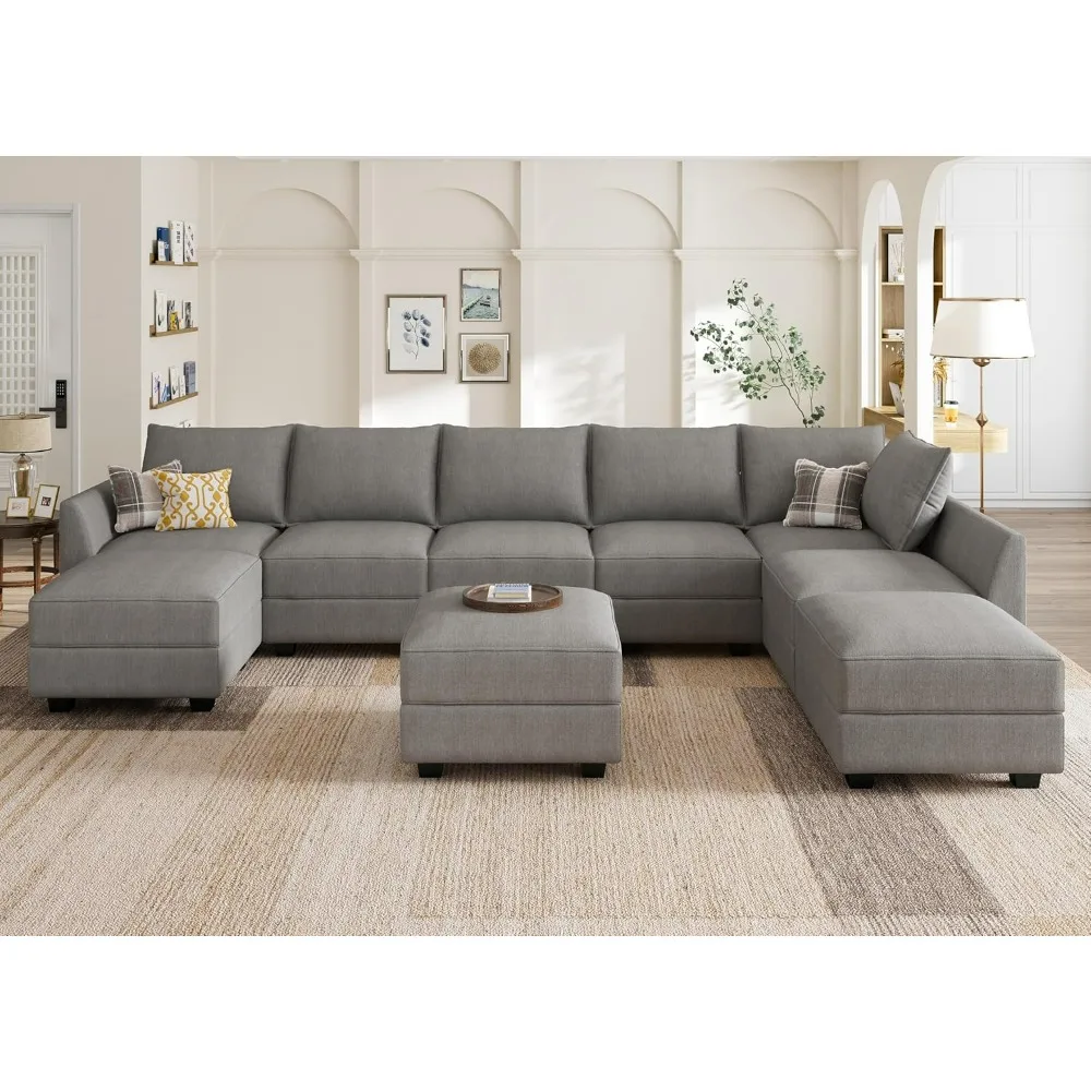 

Oversized Modular Sectional Sofa with Storage Seats Reversible Sectional Couch with Ottomans U Shaped Modular Sectional Couch