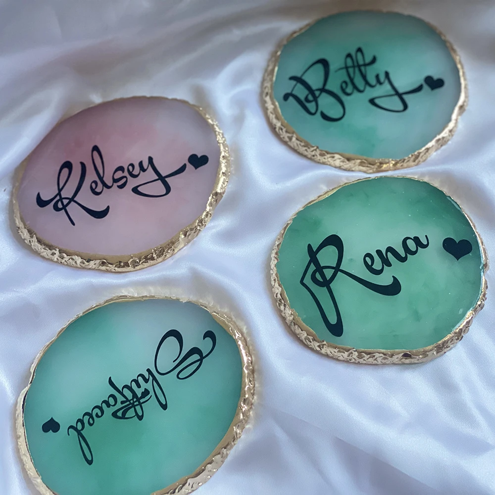 Personalized Resin Coaster Customize Drink Resin Coaster Coaster Name Card Bridal Shower Name Card Bridesmaid Gift Party Favor