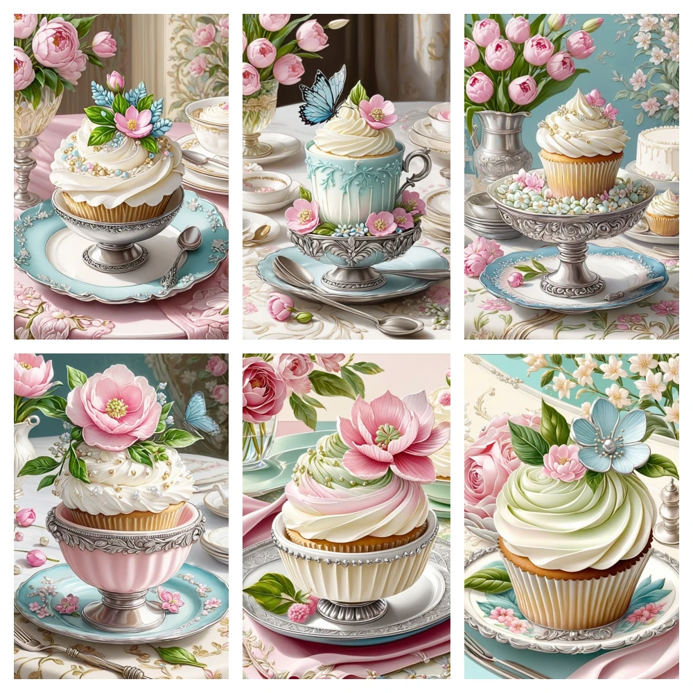 Tulip Cake Diamond Painting Cartoon Food Full Circle Diamond Mosaic Art Cross Stitch Kit Home Children Handmade Decoration Gifts