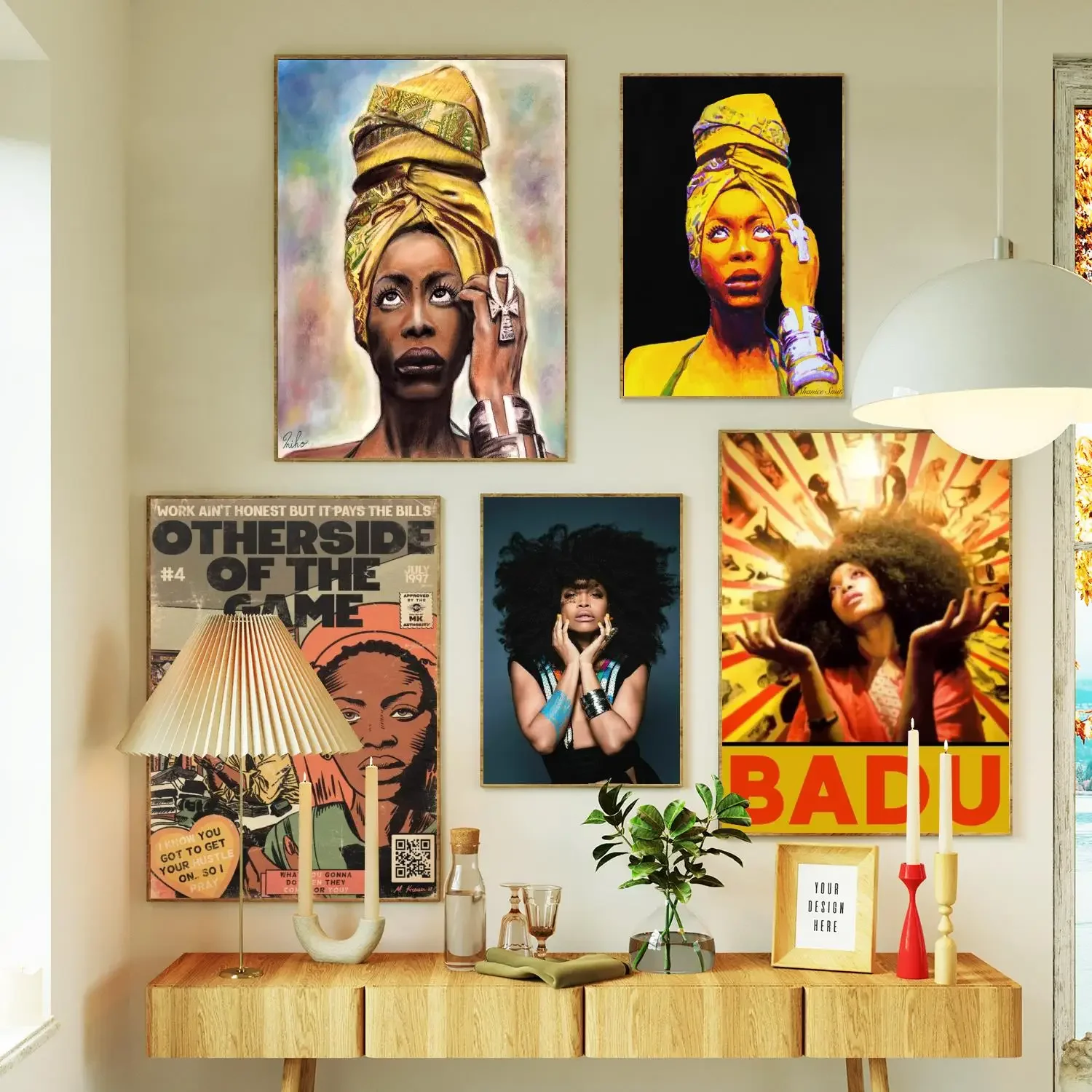 erykah badu Poster Prints Wall Art Canvas Painting Poster For Modern Family Living Room Home Decor