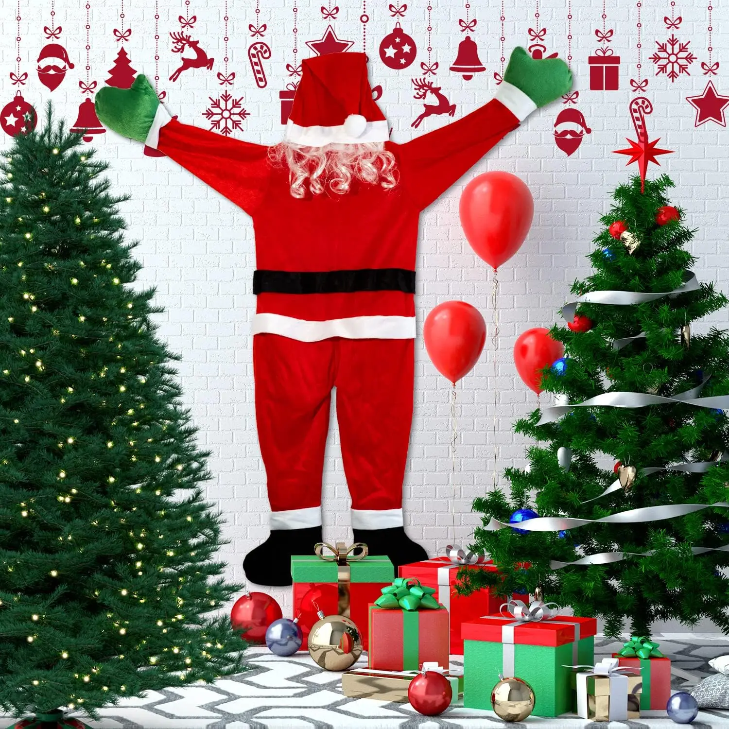 

2025 Festive Christmas Santa Claus Climbing Wall Fabric Decoration Hanging Gifts Holiday Home Decor