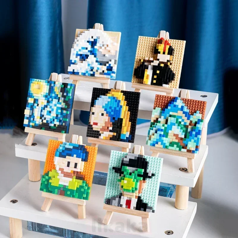 

DIY 3D Pixel Art Famous Paintings Building Blocks Creative Van Gogh Starry Sky Micro Blocks Toys Children's Gift Home Decoration