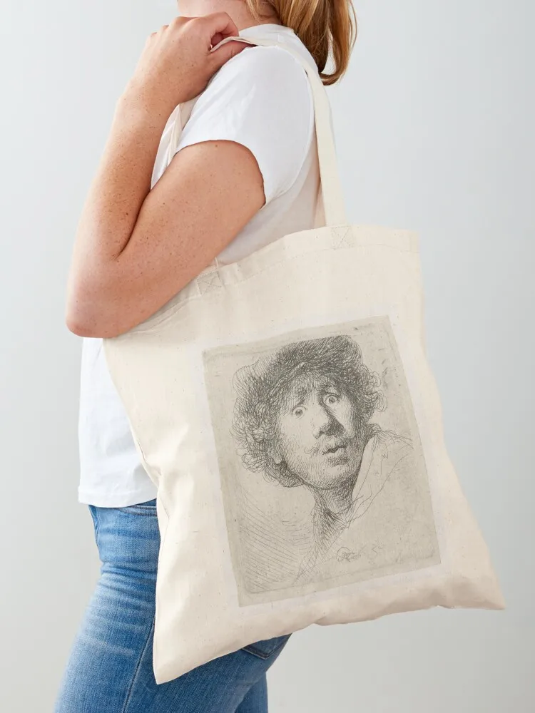 

Rembrandt - Self-portrait with Beret, Wide Eyed - BigArt Tote Bag Big bag women shopper bags for women Women's bag Canvas