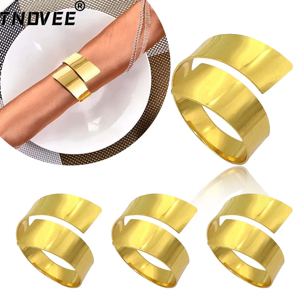 6PCS Gold Napkin Rings Round Napkin Holder Metal Napkin Buckle for Christmas Wedding Easter Party Banquet Dinning Table Decor