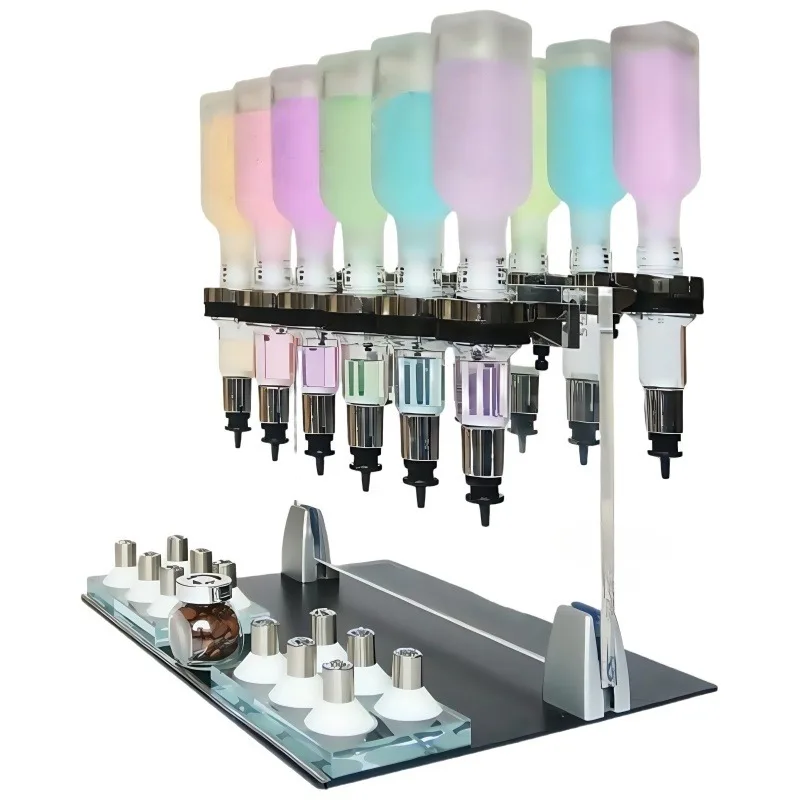 Professional perfume display set automatically replenishes 12 bottles of perfume dispenser acrylic bracket for hotel bar use