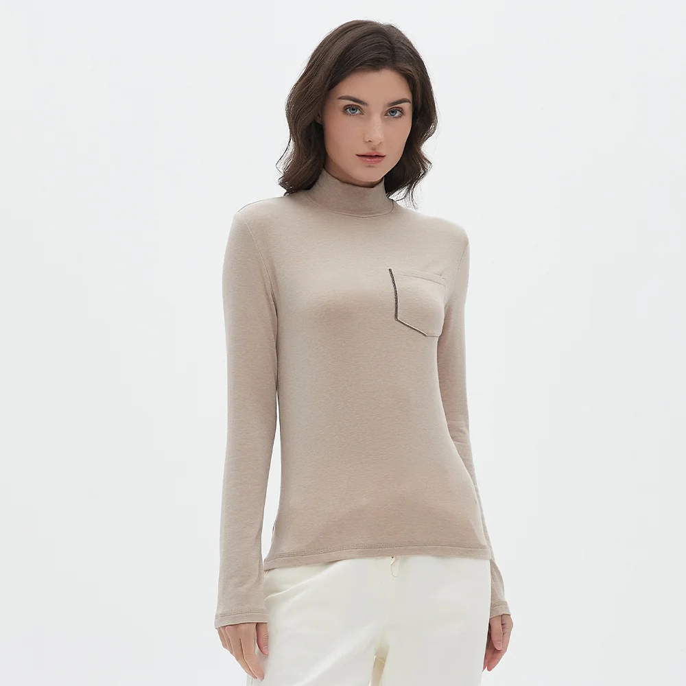 K1958W Turtleneck Pockets In Stock Wool Blend Clothes Women Top Knit Sweater Jumper For Women Pullover Sweater