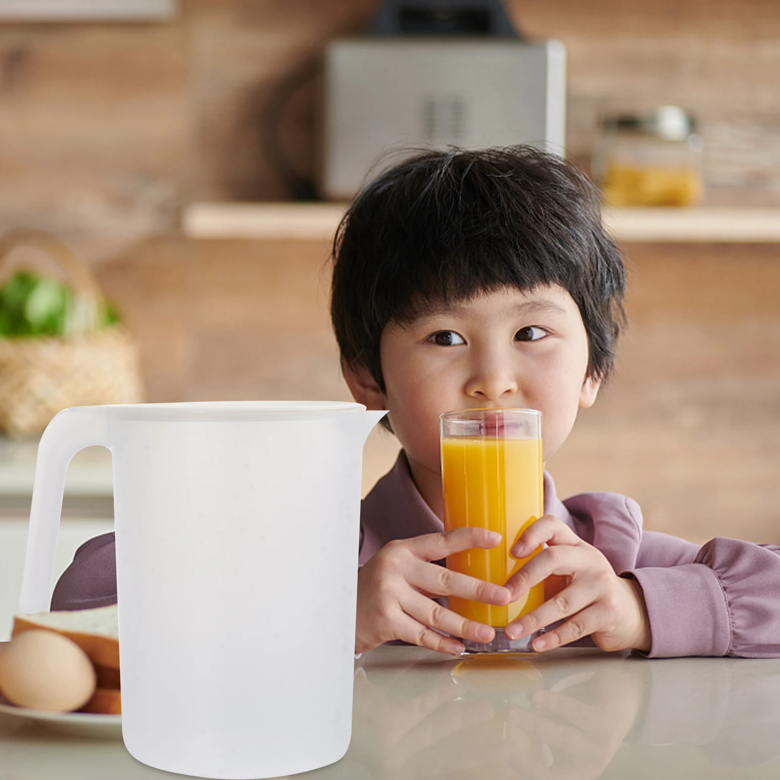 

1pc 2000Ml Plastic Beverage Kettle Cold Water Jug Juice Pitcher Heat Resistant Large Opening Handle Lid