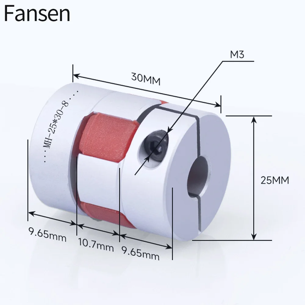 Fansen Jaw Shaft Coupler D25*30mm Spider Flexible Motor Aluminium Flexible Coupling Encoder Connector4/5/6/6.35/7/8/9/10/12 mm