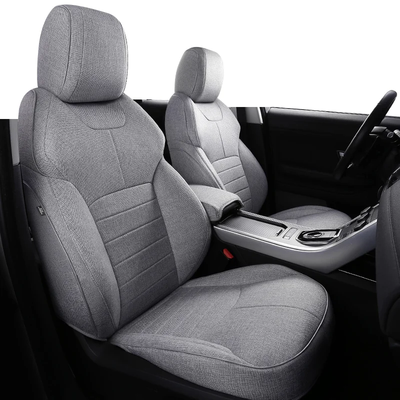

Custom Fit Car Accessories Seat Cover for 5 Seats Full Set ECO Flax Linen Full Covered for Range Rover and Over 2000 Models