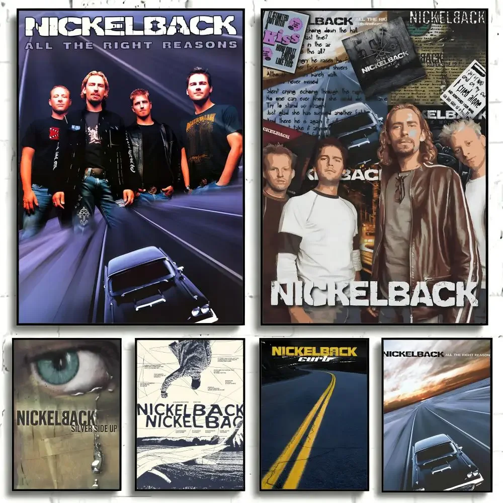Band Nickelback Poster Self-adhesive Art Waterproof Paper Sticker Coffee House Bar Room Wall Decor