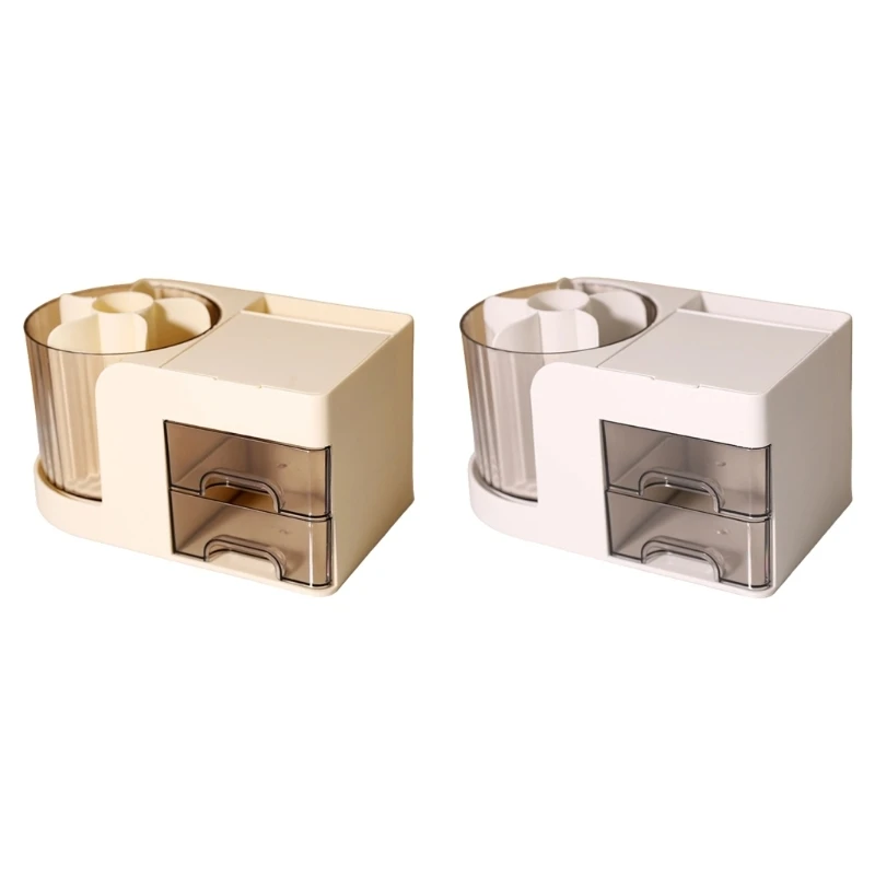 D5BB Countertop Storage with Rotating Cup and Drawers for Daily Sorting