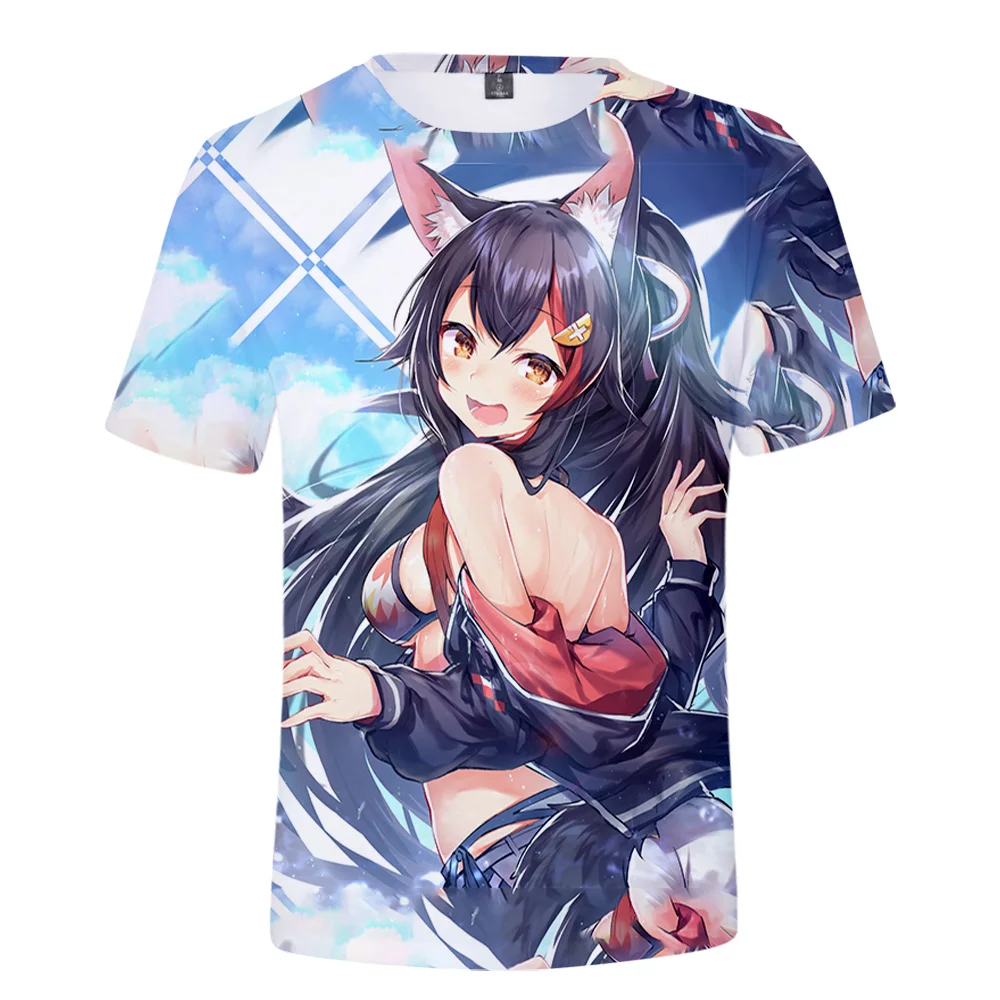 HOLOLIVE VTuber Ookami Mio T-shirt Crewneck Short Sleeve Anime Tee Men Women's Tshirt Harajuku Streetwear 3D Clothes