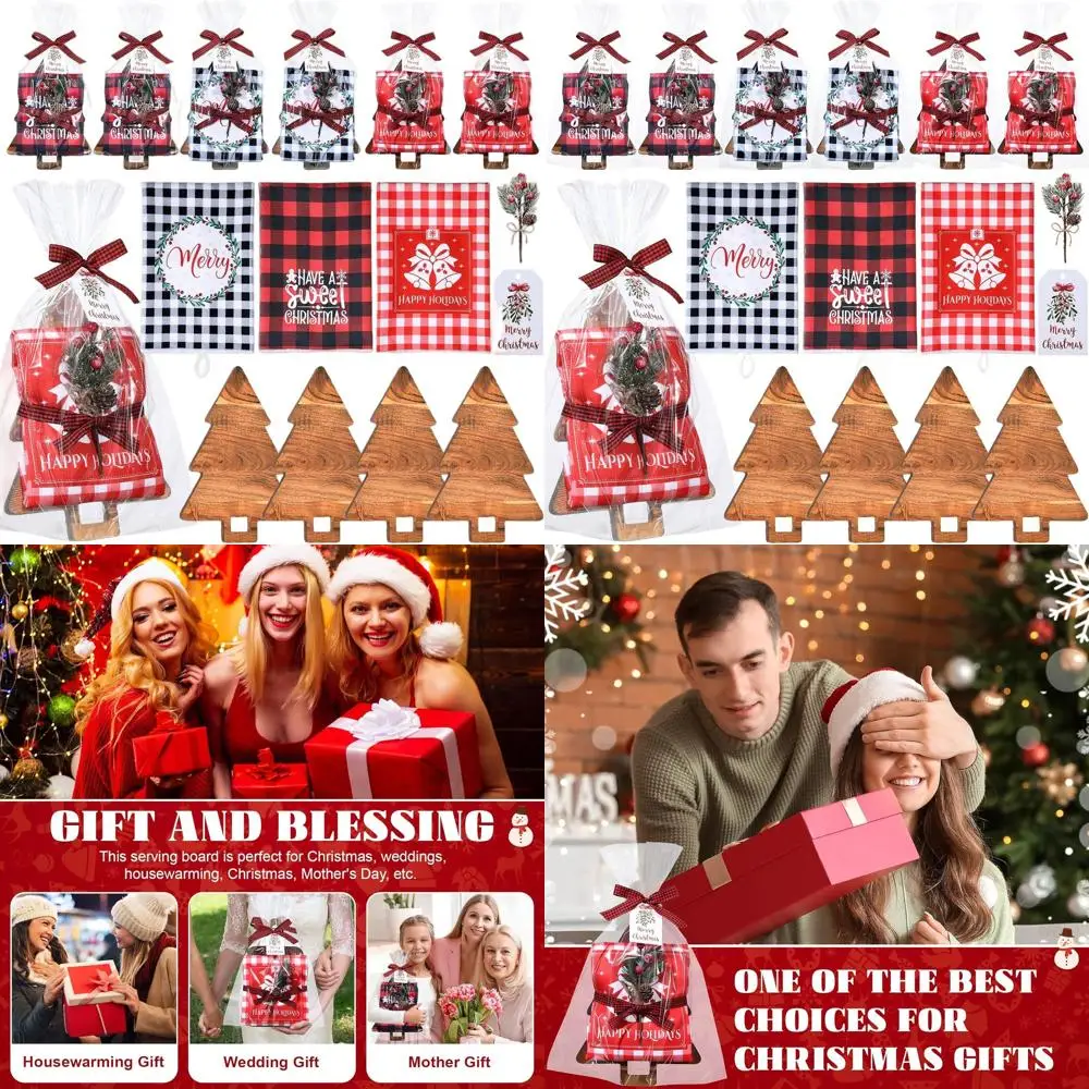 

Bulk Christmas Kitchen Gifts: Wooden Cutting Boards, Charcuterie Sets, Towels & Tree-Shaped Decor