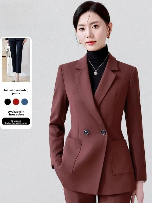 

Модный черный костюм-двойка для женщин: профессиональная рабочая одежда, верхняя одежда, коллекция Осень-Зима 2024