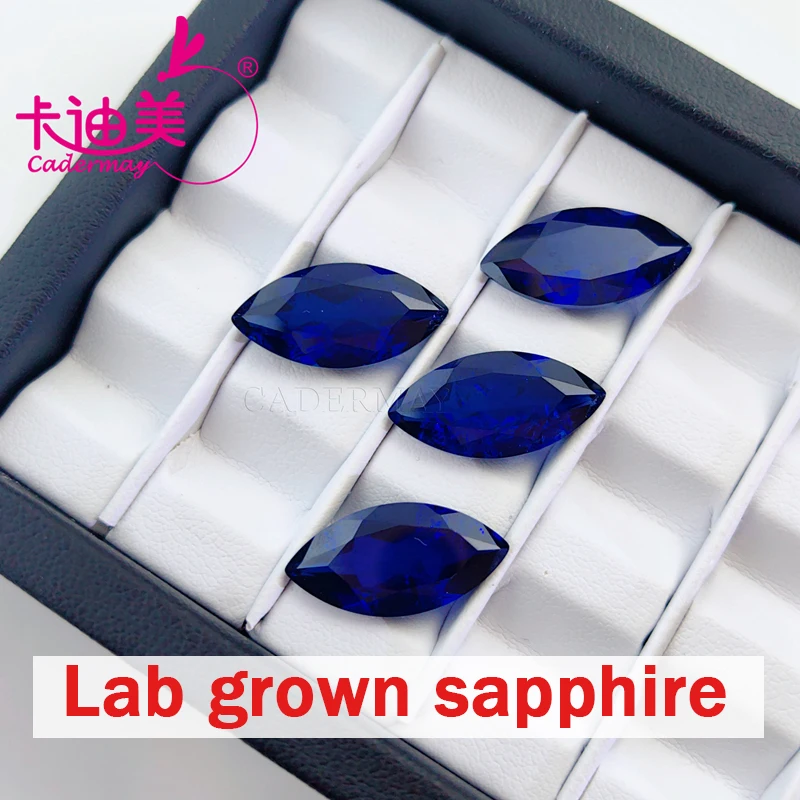 

CADERMAY Hot Sale Marquise Shape Lab Grown 34# Synthetic Sapphire Loose Stone Beads For Jewelry Making DIY