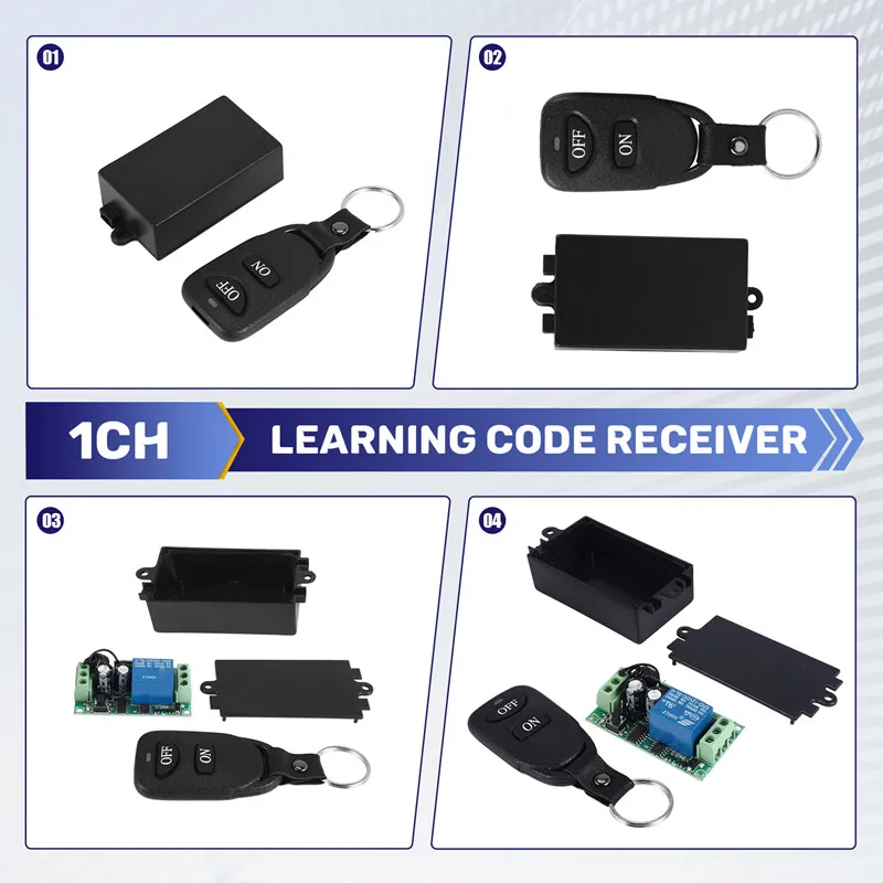 تيار مستمر 12 فولت 10A 1Ch لاسلكي للتحكم عن بعد نظام التبديل استقبال الارسال 2 أزرار مقاوم للماء عن بعد 433 ميجا هرتز