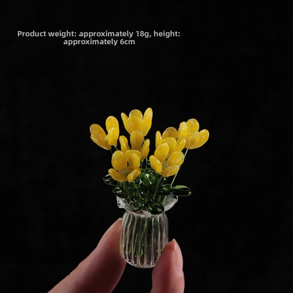 

Colorful Glass Flower Decor Lovely Delicate Handcrafted Floral Sculpture Simulation Floral Simulation Flower