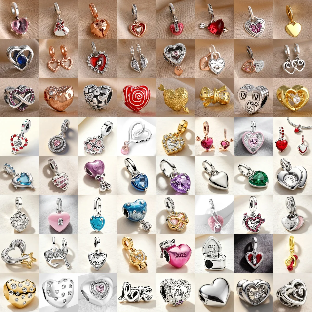 S925 Silver Blue Pink Heart shaped Gift Box Rose Love Set Lock Charm Pendant Fit for Bracelet Necklace DIY Fashion Jewelry Gift