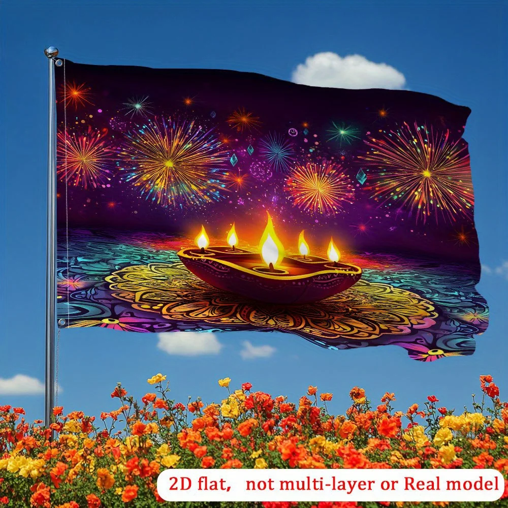 Diwali Candle Shine Night Garden Flag Deck Flag Sailboat Vibrant Yard Flags Unique Idea for Home Decor All Seasons