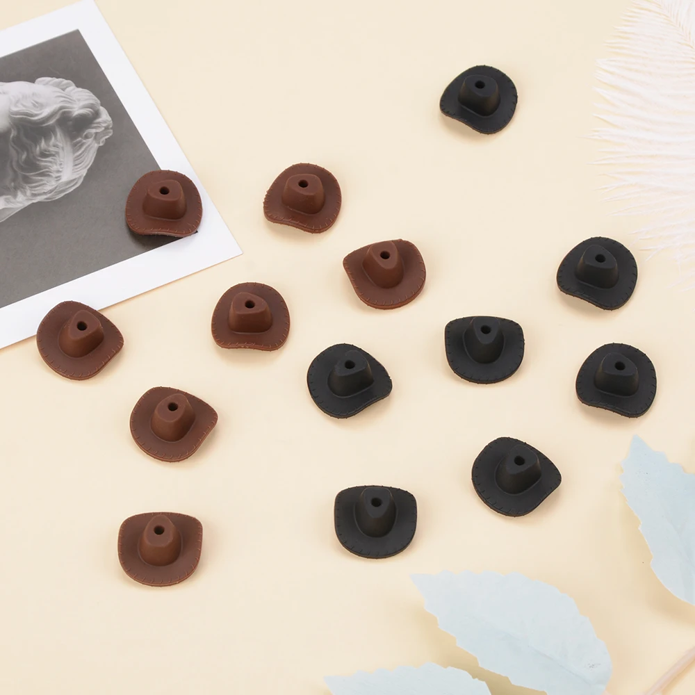 LOFCA 10Pcs Silicone Cowboy Hat Denim style Used to make DIY home decorations keychain necklaces jewelry accessories image 4