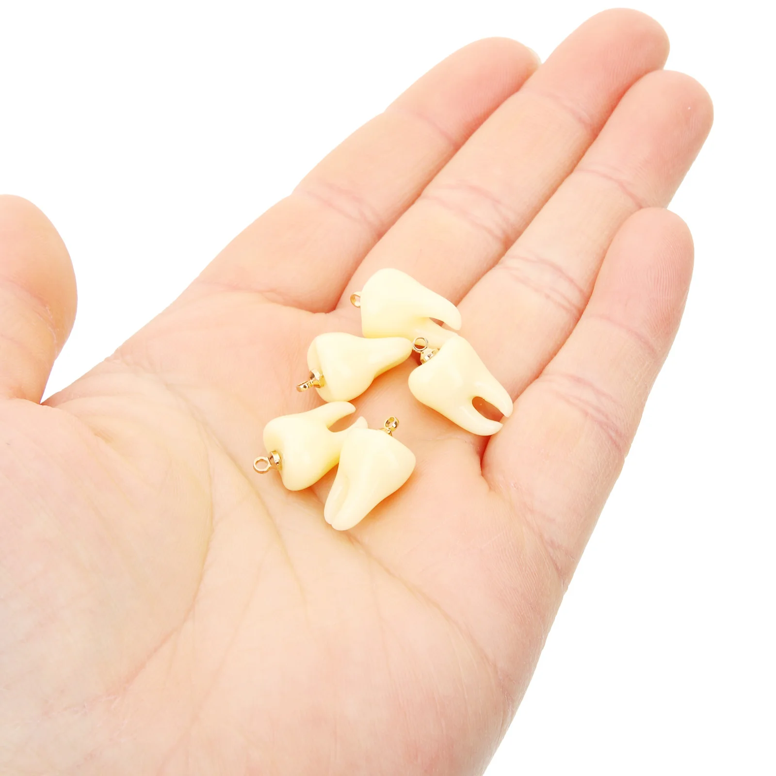 

5 Pcs Teeth Pendant Accessories Cute Charms Jewelry Making Tooth Ornaments Necklace DIY Resin Crafts Project Decorations Gifts