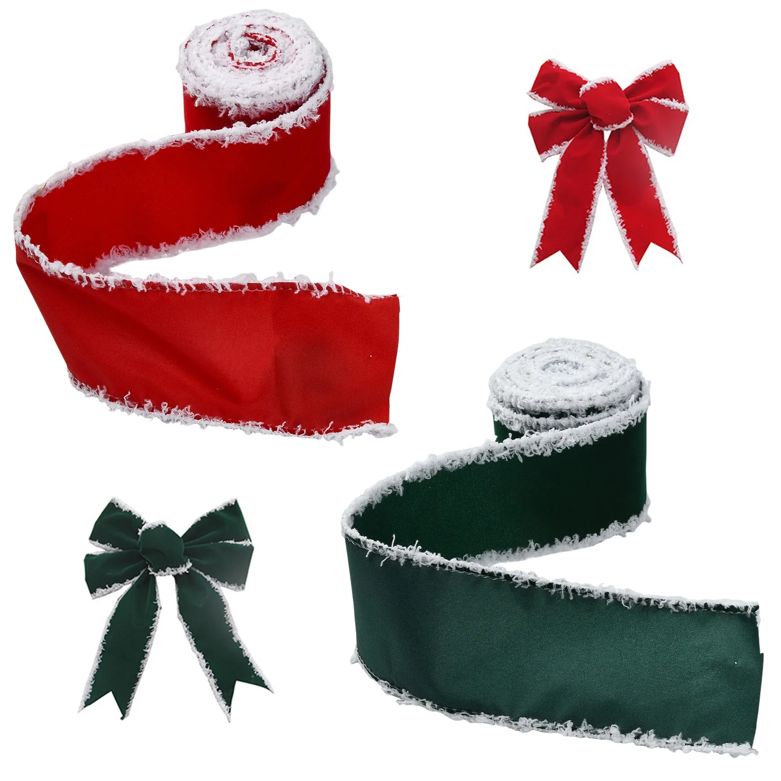 PandaHall 2 Rollen 2 Farben Polyester-Fransenband für Weihnachten, 63mm x 4,57m/Set für Geschenkverpackung, Blumenstrauß-Dekoration – Detail 8