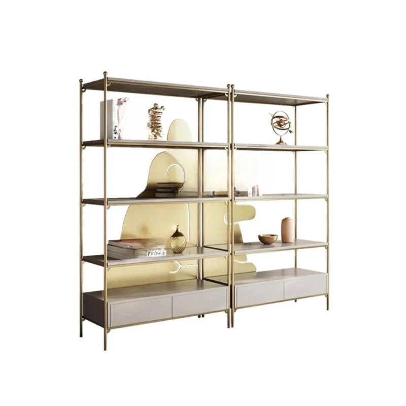 

Light Luxury Medieval Bookshelf Metal Shelf Multi-layer Living Room Storage Shelf Display