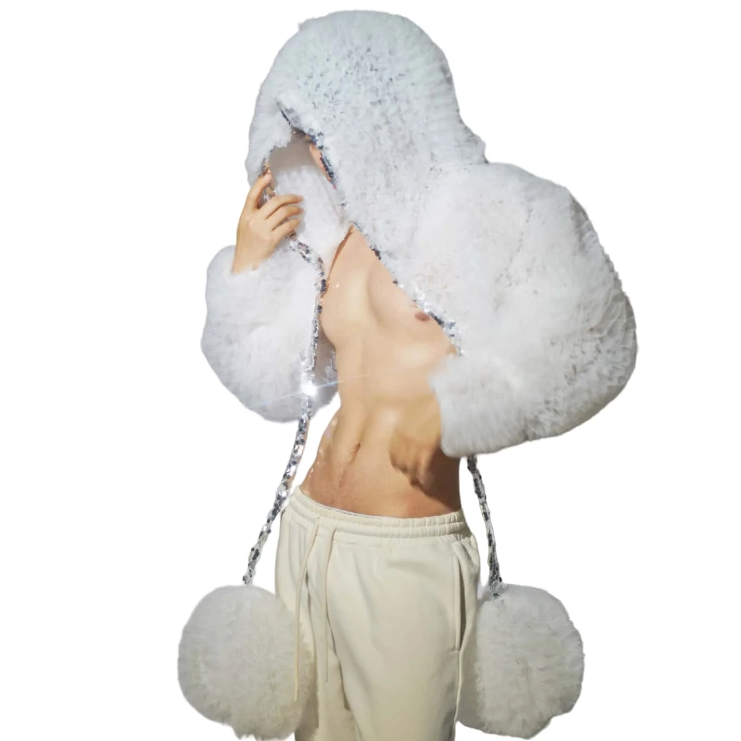 

Fashion Mesh Hooded Jacket Nightclub Jazz Dj Singer Loose Hooded Coat Cloak Stage Performance Costumes Maoshan