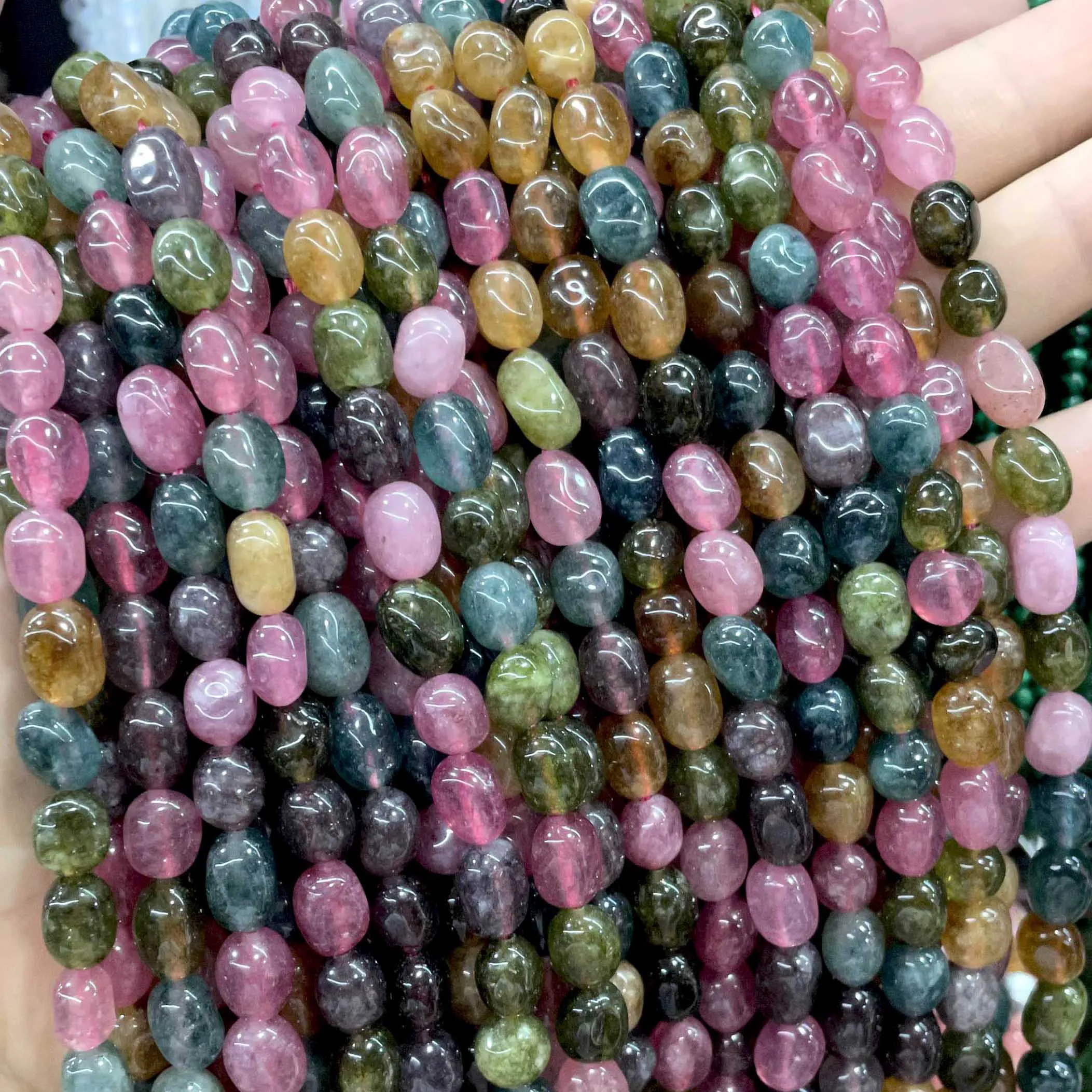 6-8MM Irregular Natural Stone Tourmaline Chalcedony Loose Spacer Beads For Jewelry Making Diy Bracelet Necklace Accessories