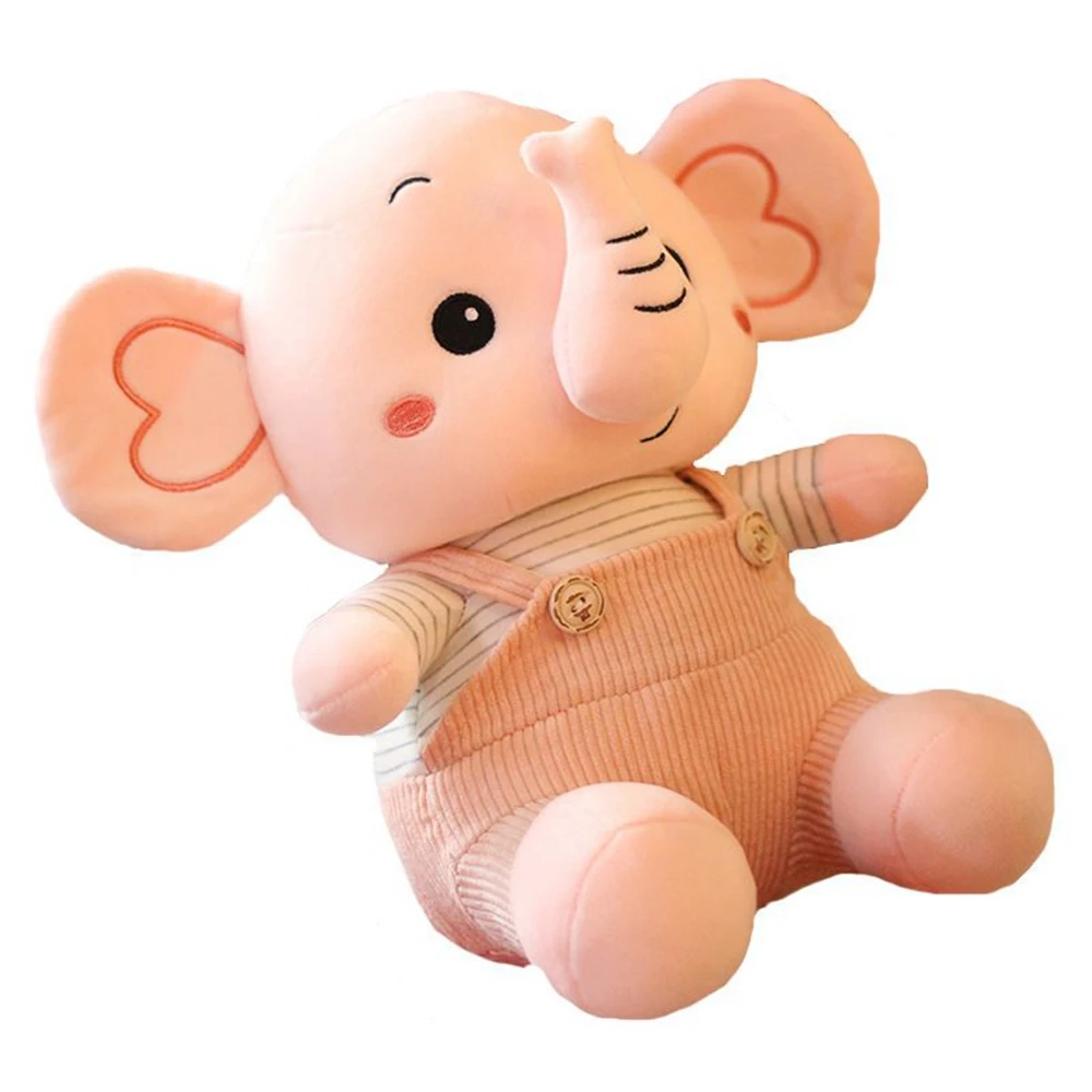 22CM Cute Overalls Elephant Plush Toy Sitting Posture Drag Baby Elephant Long Nose Doll Birthday Gift For Children And Friends