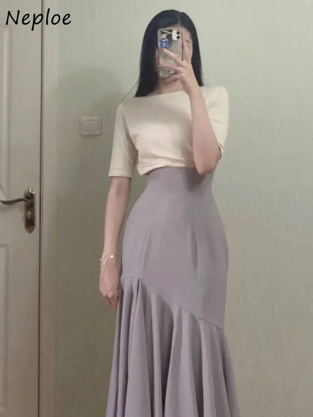 

Винтажная классическая универсальная юбка с высокой талией, элегантная большая распашная нерегулярная литературная Falda, новинка Японии, средней длины Mujer Faldas