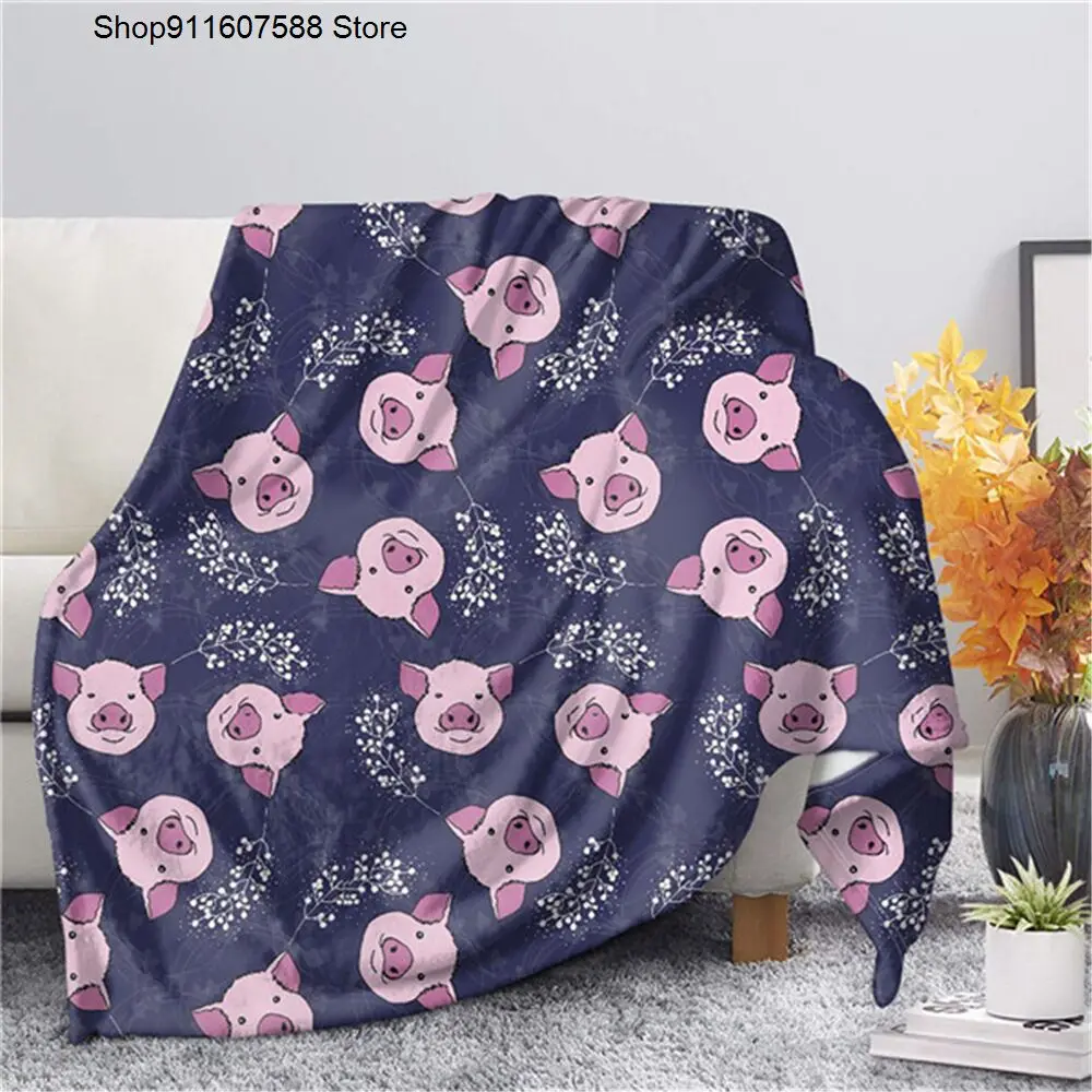 

Simply Cute Pig Print Blanket 3D Printing Flannel Blanket Soft Cozy Sofa Bed Living Room Cover For Kids Teens Christmas Gifts