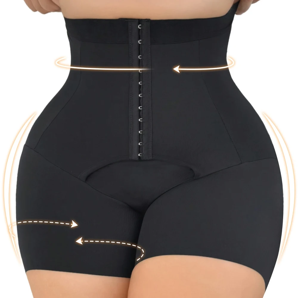 Damen High-Waist Shapewear-Höschen mit doppelter Bauchkontrolle, Po-Lifter-Shorts, atmungsaktive Unterwäsche für Übergrößen