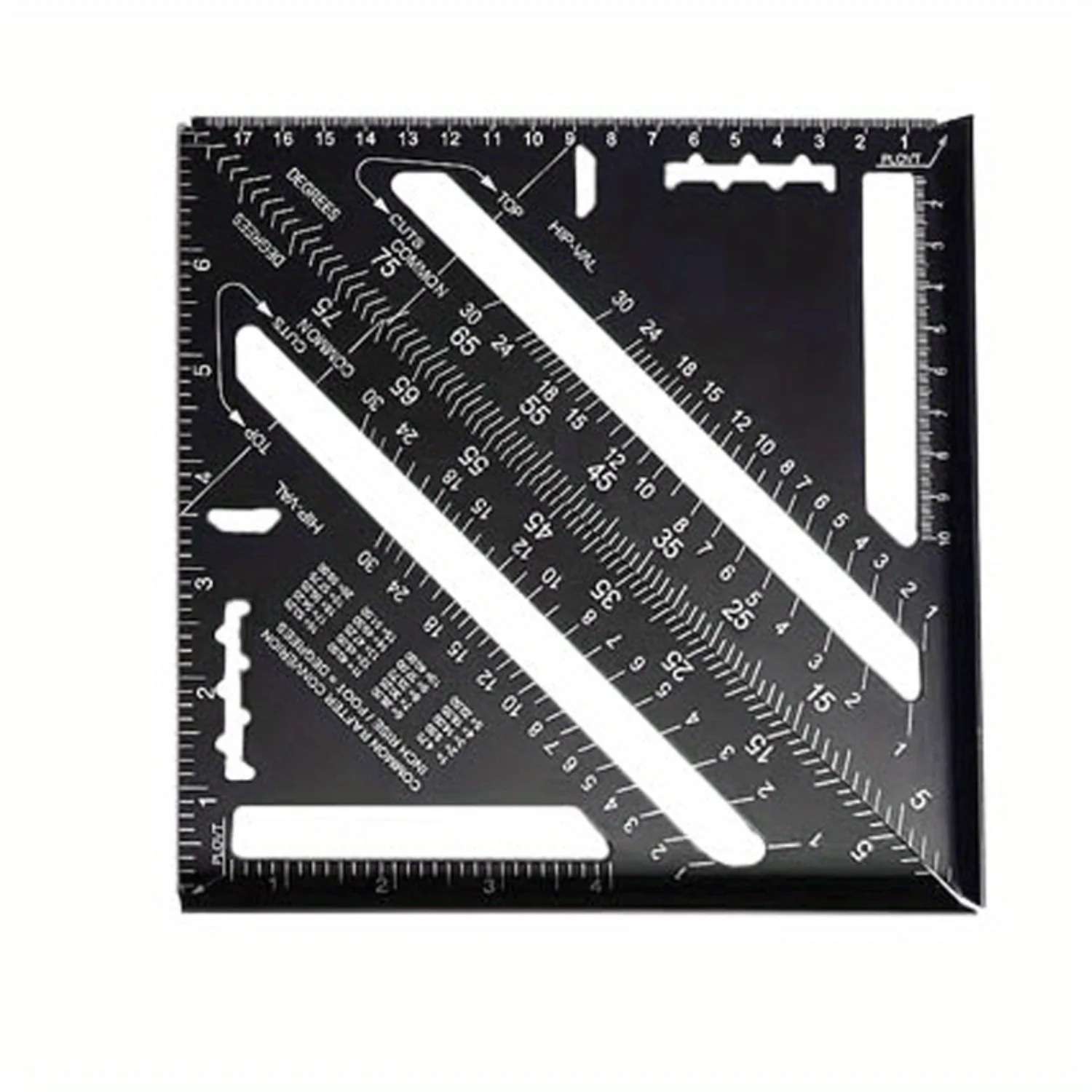 Régua triangular de alumínio preta imperial métrica multifuncional de 7 polegadas, ângulo reto de 90 graus 45 graus, ângulo reto para carpintaria