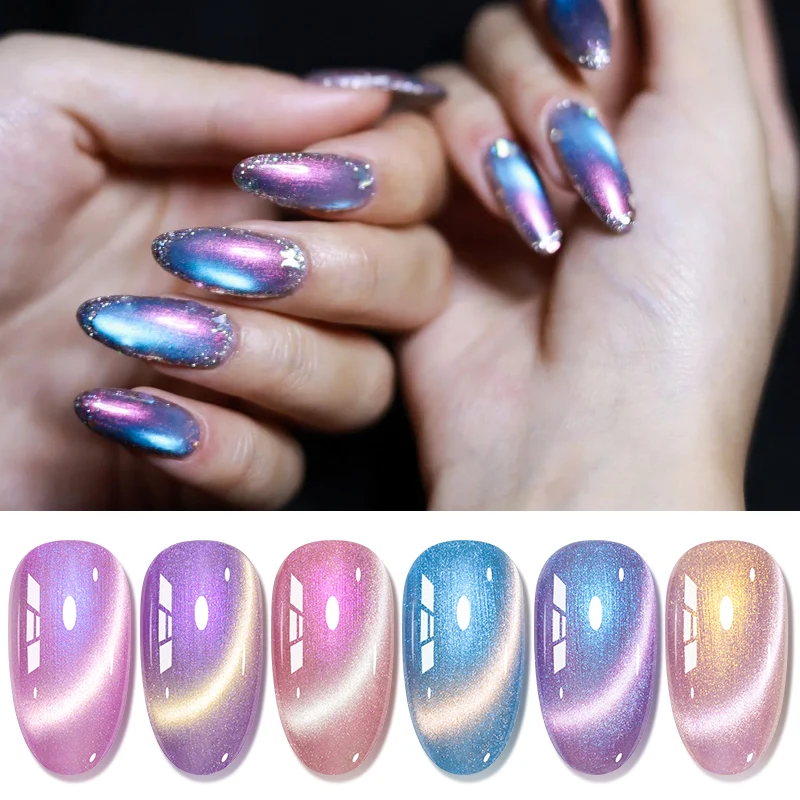Aurora Cat Magnetic Rubber Base Gel Nail Polish Glitter Semi Permanent Soak off Self Leveling UV LED Gel Varnish Nail Supplies