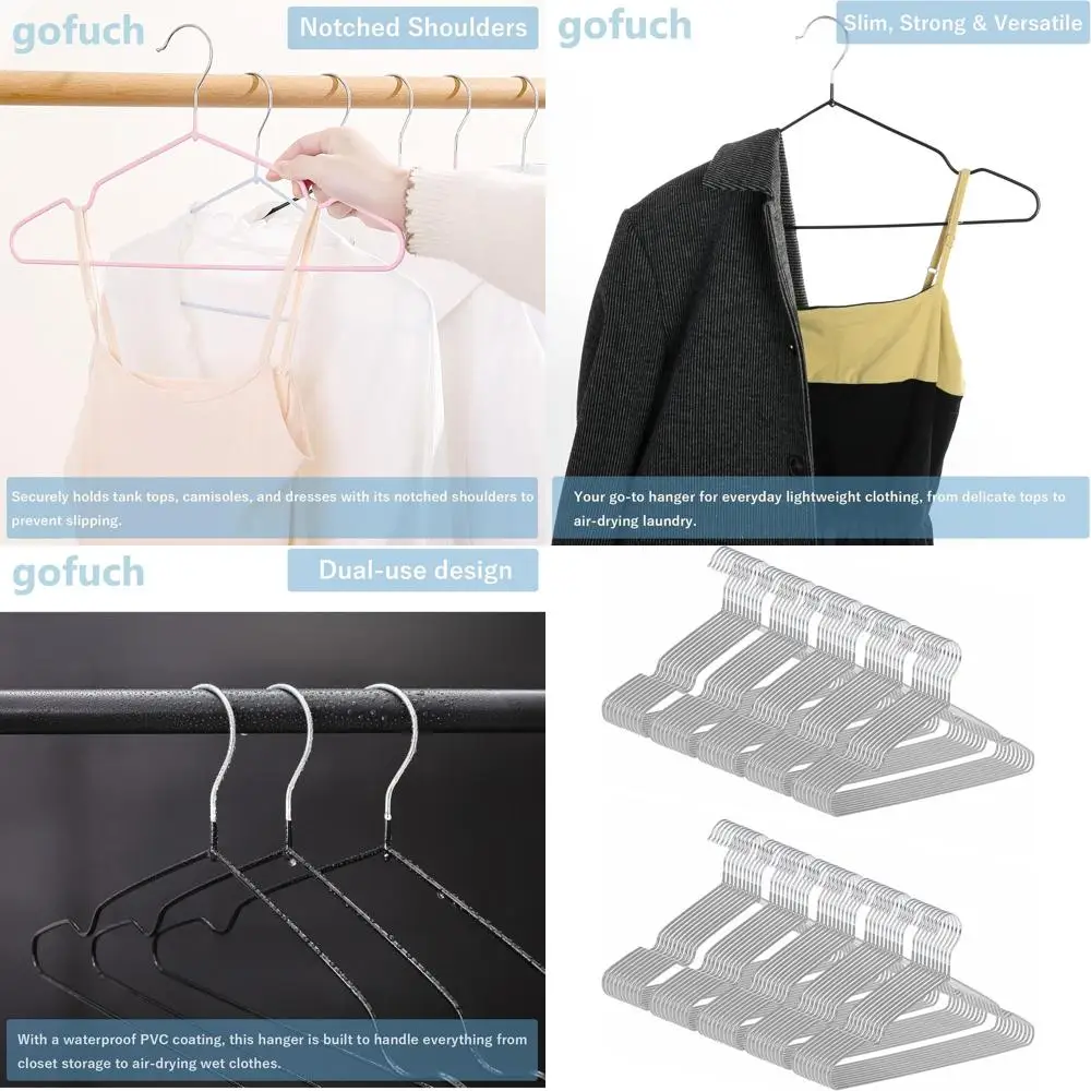 

100-Pack Ultra-Thin Non-Slip PVC Coated Hangers, 16 Wide for Suits, Dresses, Jackets - Space Saving Closet Organizer (Gray)