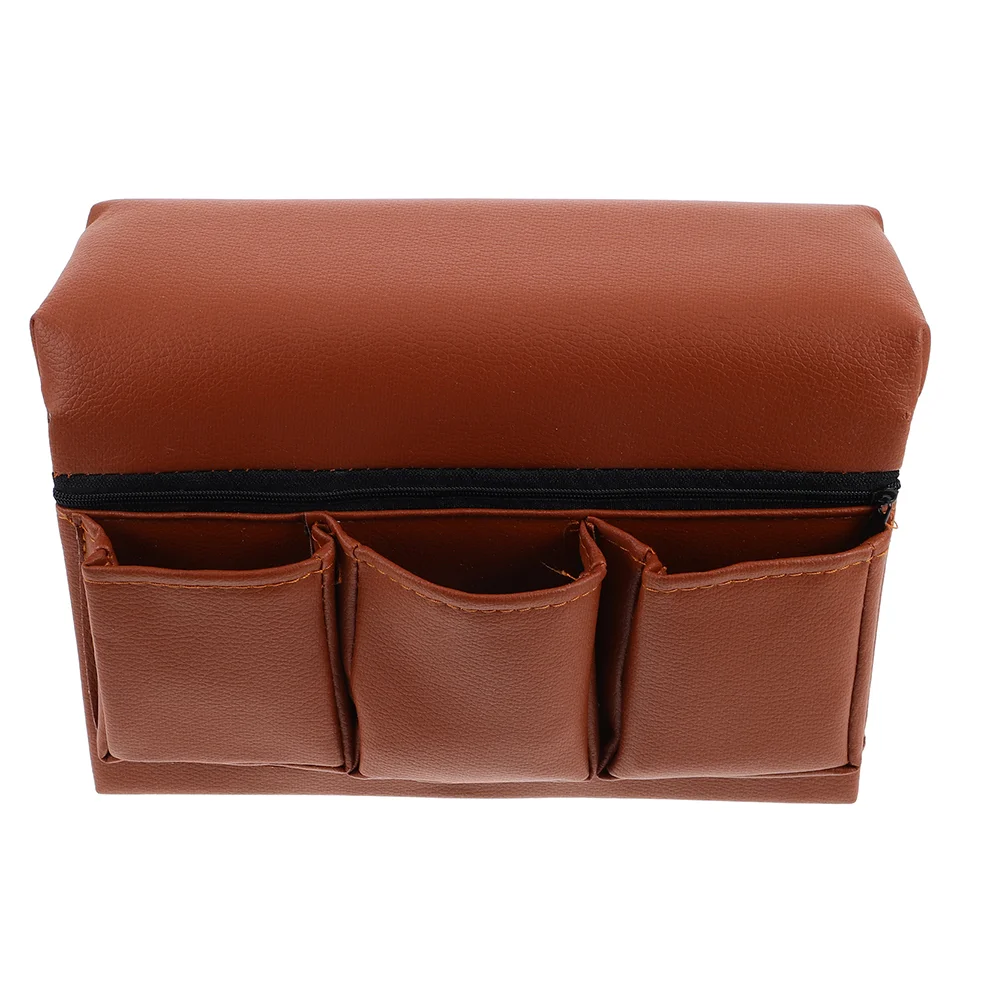 

Car Storage Box Door Armrest Bag Universal Pocket Comfort Pad Organizer Brown Cover