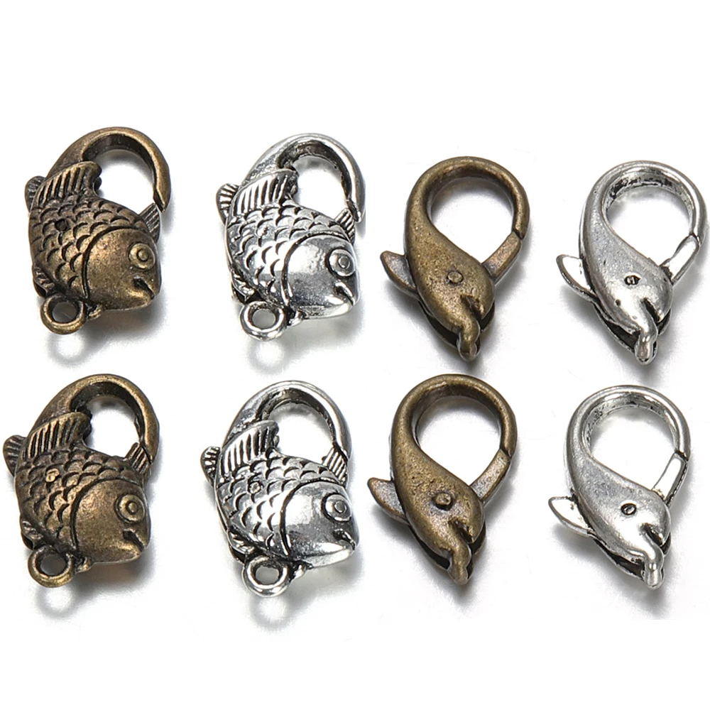 

Застежка-карабин с золотыми рыбками, 10 шт., крючки для брелоков, ожерелий, браслетов, цепочек, фурнитура «сделай сам» для изготовления ювелирных изделий, оптовая продажа компонентов