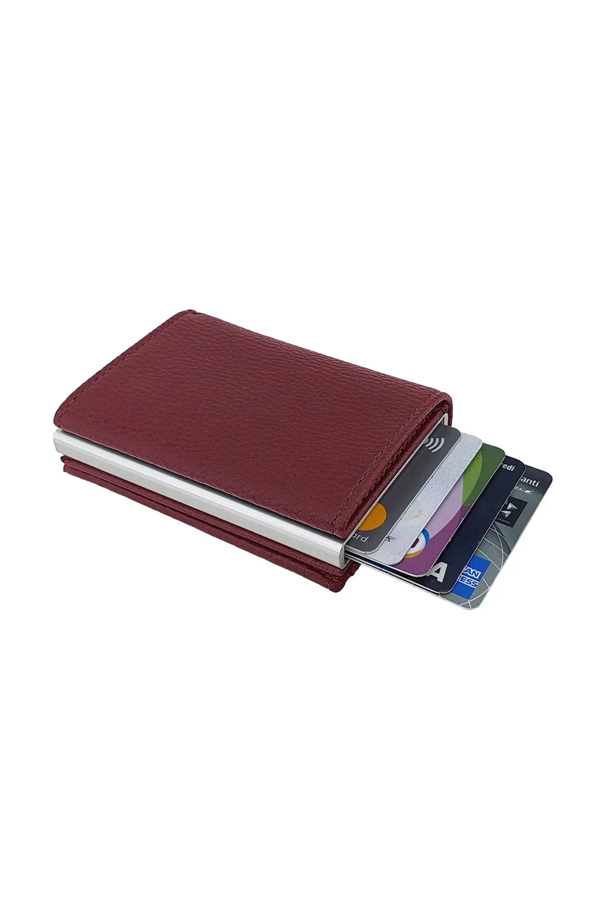 Tarjetero automático rojo Claret para hombre, elegante, útil, multifuncional, entrega rápida y segura, modelo de tendencia 2022