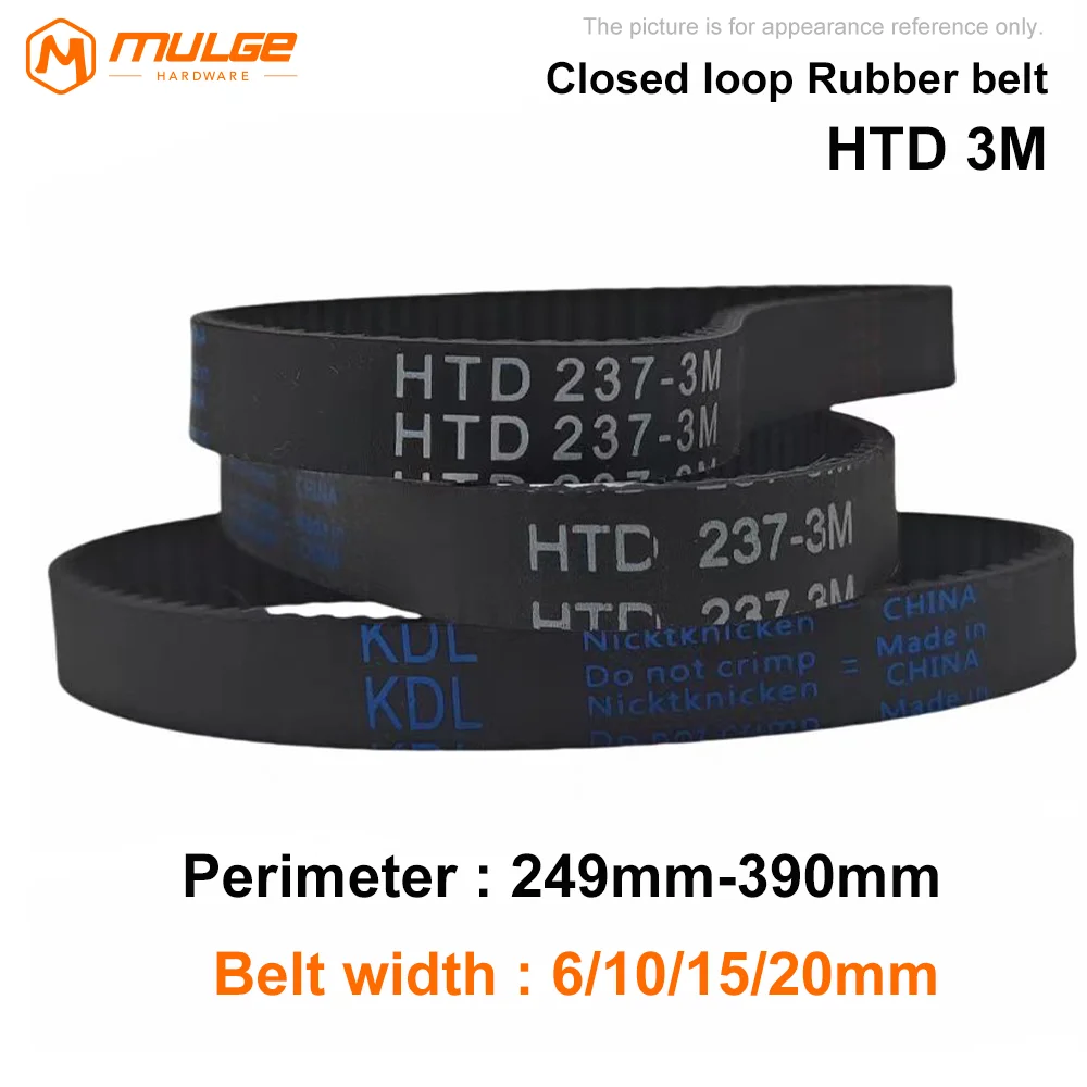 HTD 3M Belt Width 6/10/15/20mm Timing Belt 3M Closed Loop Rubber Belt Length 249mm~390mm Pitch 3mm 3M Synchronous Belt