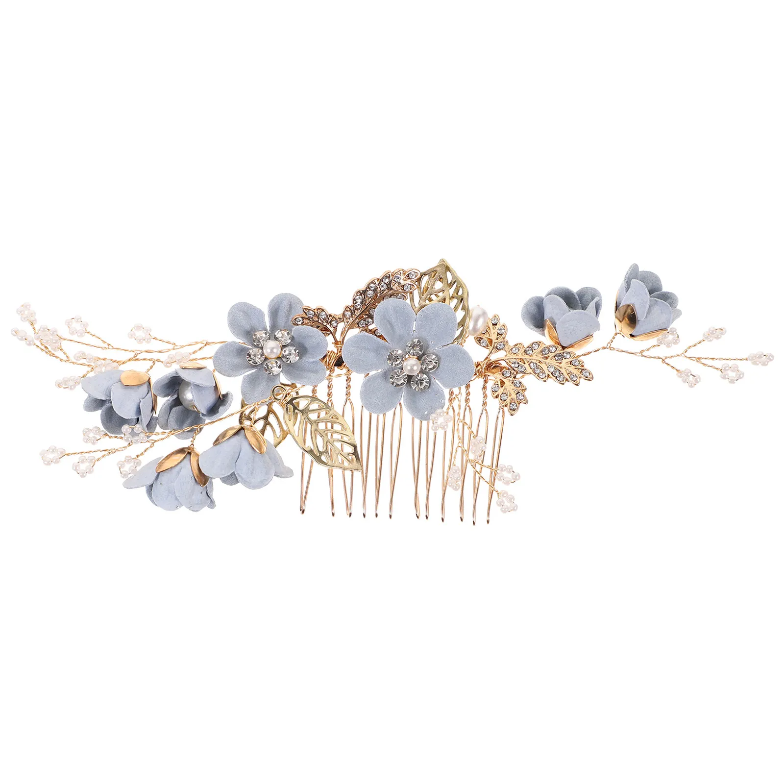 Leaf Rhinestone Flower Hair Comb Bridal Side Comb Elegant Lightweight Wedding Hair Accessory for Brides Prom