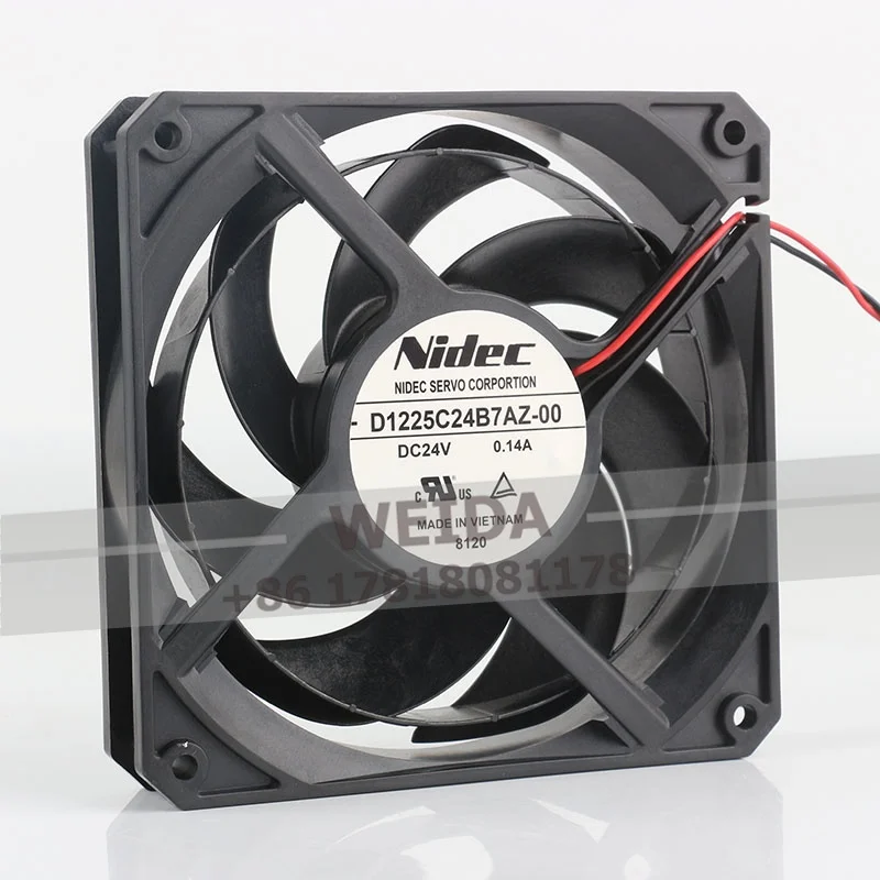 

Original Nidec DC24V 0.14A 120X120X25MM Double Ball Bearing 12CM Two-wire D1225C24B7AZ-00 cooling fan