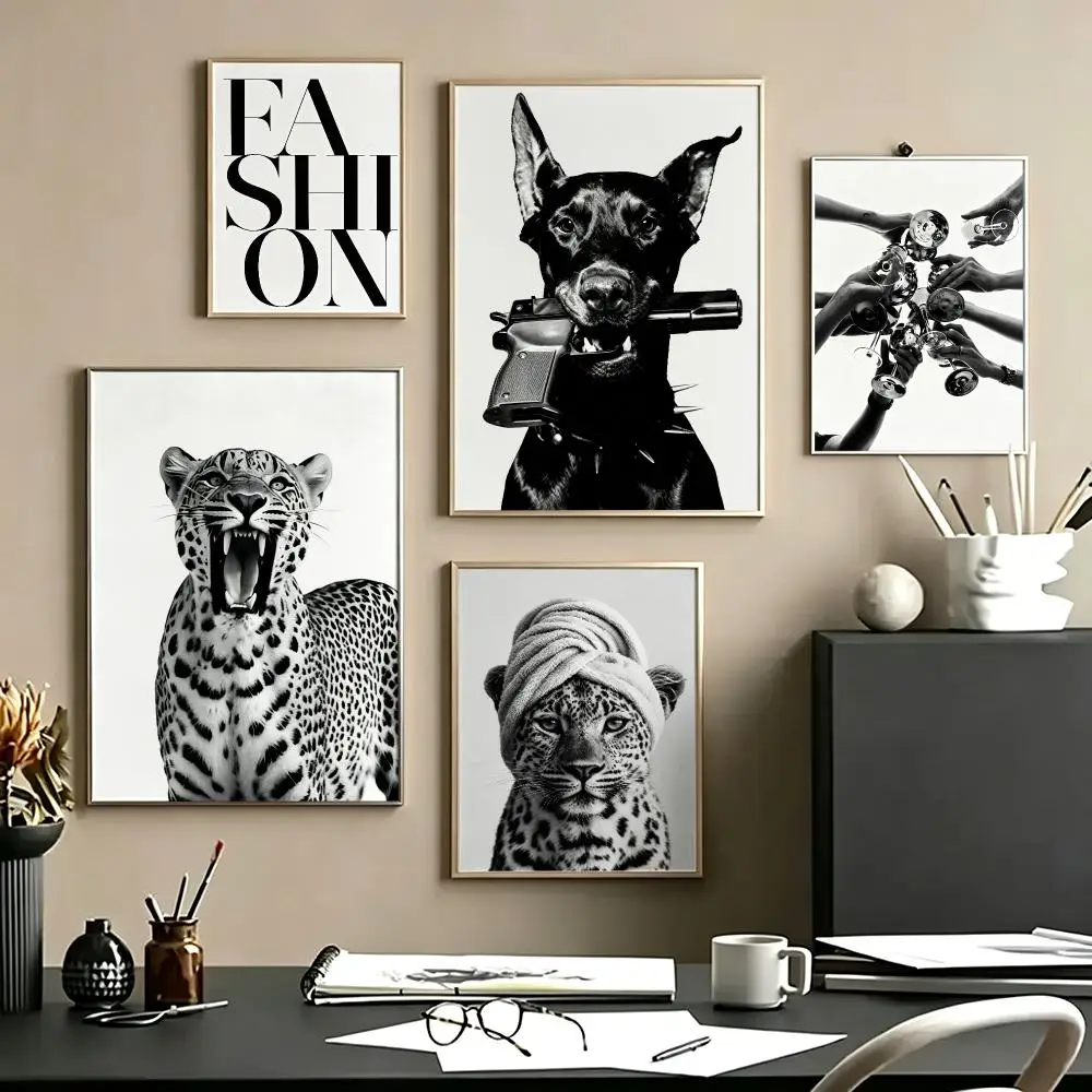 art Vintage Cheetah Print Poster Poster HD Self Adhesive Waterproof Art Print Wall Decor for Bedroom Living Room Home Gift