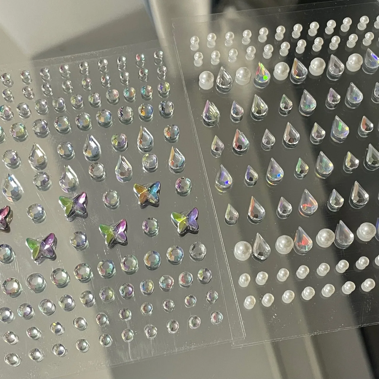 3D Sparkle Crystal Diamond Stickers DIY Phone Face Stars Water Droplet Shape Pearl Rhinestones Makeup Stickers