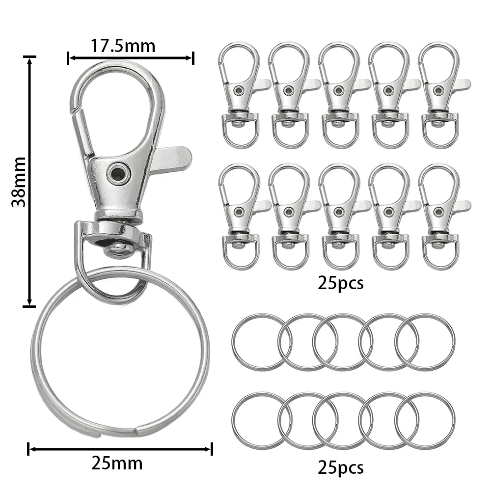 50pcs Swivel Snap Hooks with Key Rings